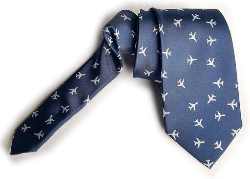 Maker V Airplane Necktie in Navy Blue, Airplanes Tie, Pilot Ties, Flight Attendant Gift for men, Flight School gifts, Aviation Neckties in Saudi Arabia