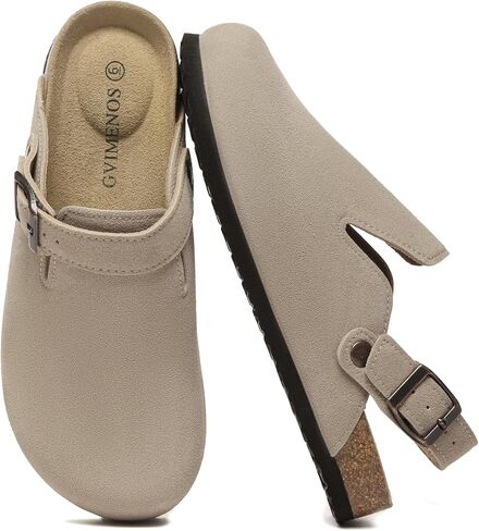 Suede Clogs for Women Leather Mules Adjustable Buckle with Comfort Cork Footbed and Arch Support in Saudi Arabia