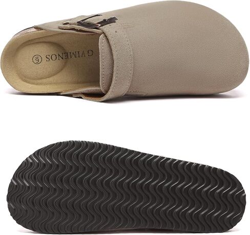 Suede Clogs for Women Leather Mules Adjustable Buckle with Comfort Cork Footbed and Arch Support in Saudi Arabia