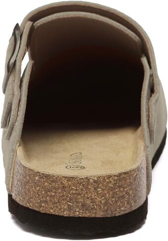 Suede Clogs for Women Leather Mules Adjustable Buckle with Comfort Cork Footbed and Arch Support in Saudi Arabia