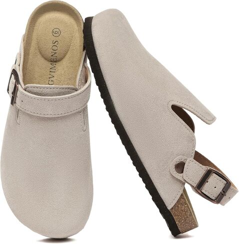 Suede Clogs for Women Leather Mules Adjustable Buckle with Comfort Cork Footbed and Arch Support in Saudi Arabia