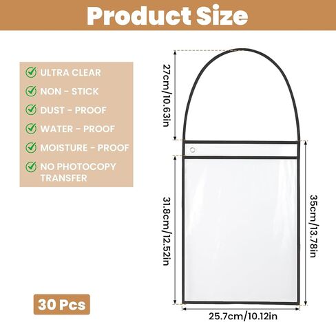 30 Pack Job Ticket Holders, 10 x 14 Inch Plastic Office Products Shop Ticket Work Repair Order Sleeve Reusable Horizontal Dry Erase Pockets with Hanging Strap for Easy Lasting Organization in Saudi Arabia
