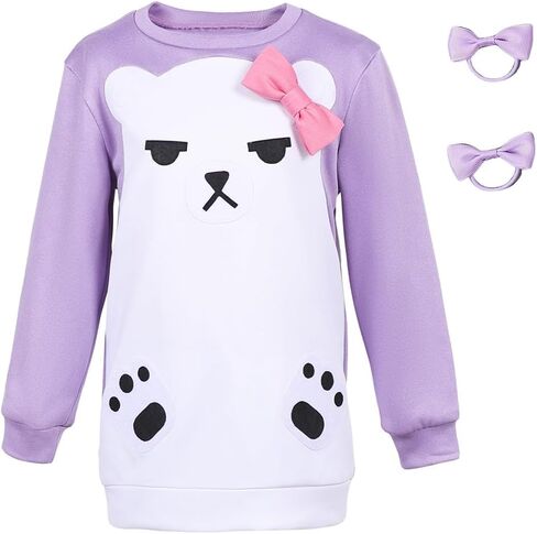 Mira Costume Demon Anime Mira Cosplay Pajamas Purple Bear Hoodies Hair Ring Halloween Outfits in Saudi Arabia