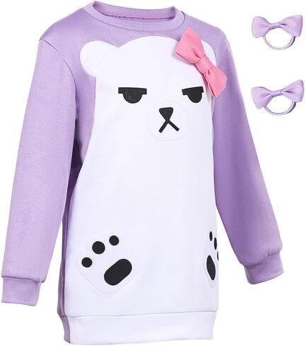 Mira Costume Demon Anime Mira Cosplay Pajamas Purple Bear Hoodies Hair Ring Halloween Outfits in Saudi Arabia