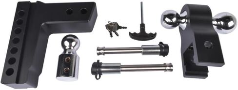 AP03 وصلة وصلة مقطورة سوداء قابلة للتعديل مقاس 2.5 بوصة، وصلة قطرة 6 بوصة، وصلة قطرة من الألومنيوم شديدة التحمل 18500 رطل GTW متوافقة مع نماذج السيارات للسيارات لرقم القطعة AP03 in Saudi Arabia