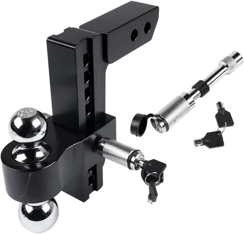 AP03 Adjustable Trailer Hitch - Aluminum Tow Hitch 2-Inch Receiver Heavy Duty Drop Hitch 8-Inch Drop Rise Black Compatible With Automotive Parts Vehicle Models For Part Number AP03 in Saudi Arabia