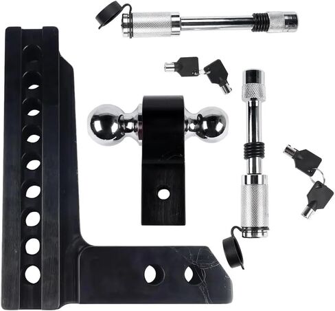 AP03 Adjustable Trailer Hitch - Aluminum Tow Hitch 2-Inch Receiver Heavy Duty Drop Hitch 8-Inch Drop Rise Black Compatible With Automotive Parts Vehicle Models For Part Number AP03 in Saudi Arabia