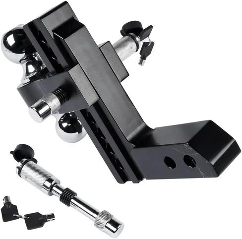 AP03 Adjustable Trailer Hitch - Aluminum Tow Hitch 2-Inch Receiver Heavy Duty Drop Hitch 8-Inch Drop Rise Black Compatible With Automotive Parts Vehicle Models For Part Number AP03 in Saudi Arabia
