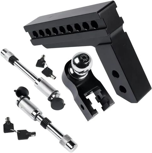 AP03 Adjustable Trailer Hitch - Aluminum Tow Hitch 2-Inch Receiver Heavy Duty Drop Hitch 8-Inch Drop Rise Black Compatible With Automotive Parts Vehicle Models For Part Number AP03 in Saudi Arabia
