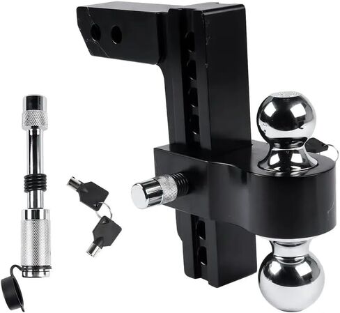 AP03 Adjustable Trailer Hitch - Aluminum Tow Hitch 2-Inch Receiver Heavy Duty Drop Hitch 8-Inch Drop Rise Black Compatible With Automotive Parts Vehicle Models For Part Number AP03 in Saudi Arabia