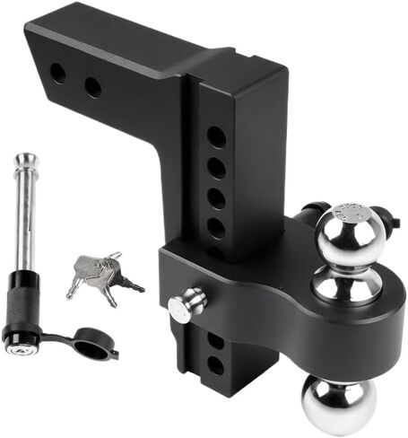 وصلة وصلة مقطورة سوداء قابلة للتعديل تناسب جهاز استقبال 2.5 بوصة وصلة قطرة 8 بوصة عالية التحمل من الألومنيوم بقوة 18500 رطل GTW وصلة سحب in Kuwait