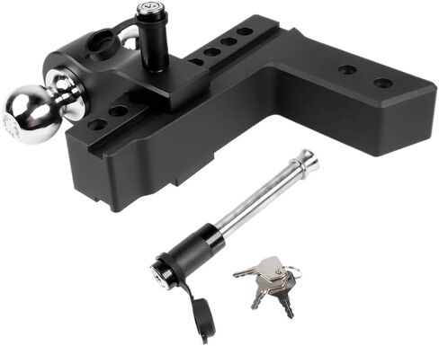 وصلة وصلة مقطورة سوداء قابلة للتعديل تناسب جهاز استقبال 2.5 بوصة وصلة قطرة 8 بوصة عالية التحمل من الألومنيوم بقوة 18500 رطل GTW وصلة سحب in Kuwait