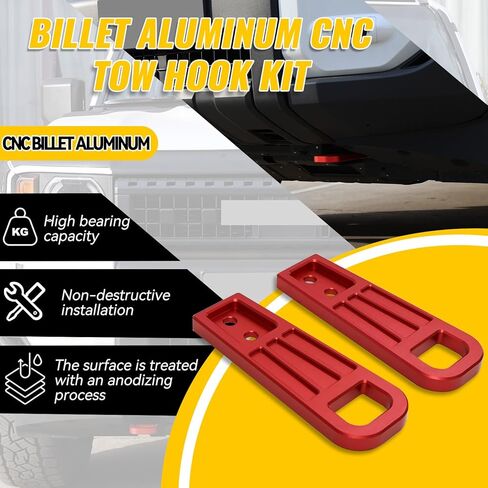 Front Tow Hook for Land Cruiser 250 LC250 (2024-2025) Accessories Front Tow Hook Lightweight Design Aluminum Alloy Direct Bolt-on, Red in Saudi Arabia