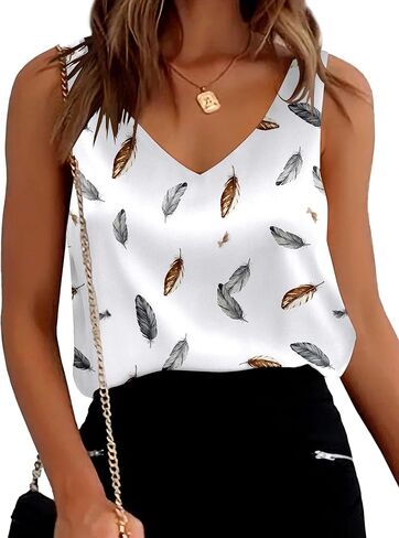 Ekouaer Womens Silk Satin Tops V Neck Casual Tank Dark Khaki XXX-L in Saudi Arabia