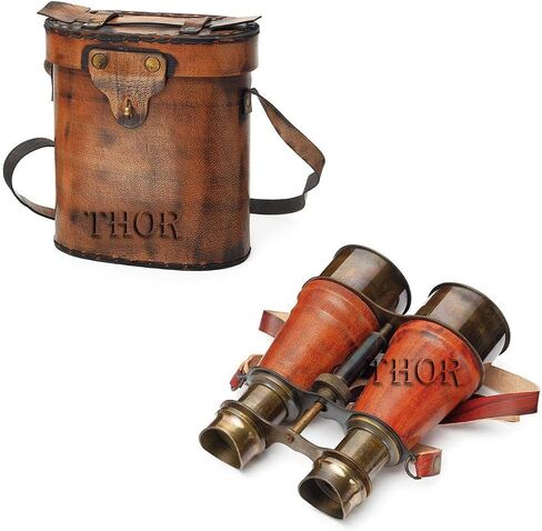 Maritime Antique Victorian Nautical Brass Binocular with Leather Box Rustic Vintage Home Decor Gifts in Saudi Arabia