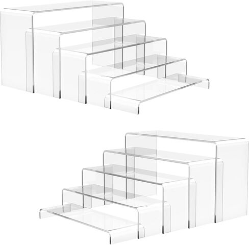 andgoo risears عرض عروض أكريليك كبيرة ، مجموعتين (11.2 "L ~ 11.6" L ~ 12 "L) عرض المقتنيات العرض المستطيل الواضحة على الرف ، RISERS RISERS RISERS RISES TOUR in Kuwait