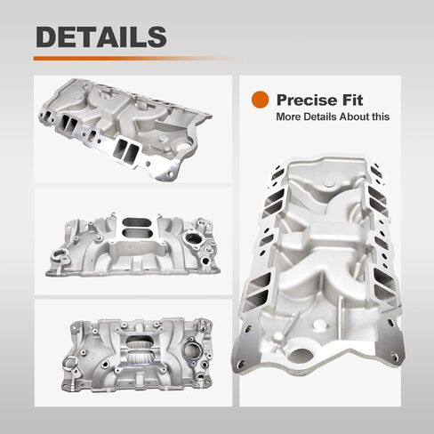 مشعب السحب المزدوج من الألومنيوم متوافق مع Chevy Small Block SBC 305 327 350 383 1955-86 262-400 V8 محرك فضي يستبدل # 2701 7101 مشعب السحب in Kuwait