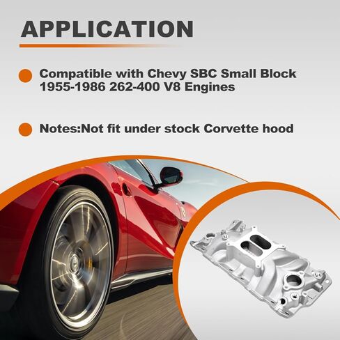 مشعب السحب المزدوج من الألومنيوم متوافق مع Chevy Small Block SBC 305 327 350 383 1955-86 262-400 V8 محرك فضي يستبدل # 2701 7101 مشعب السحب in Kuwait