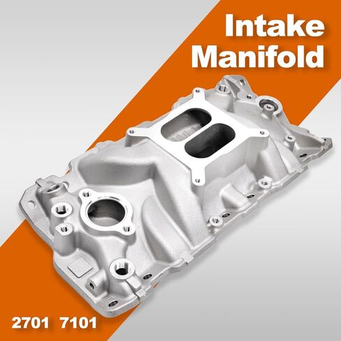 مشعب السحب المزدوج من الألومنيوم متوافق مع Chevy Small Block SBC 305 327 350 383 1955-86 262-400 V8 محرك فضي يستبدل # 2701 7101 مشعب السحب in Kuwait