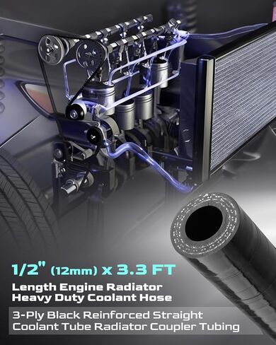 9/16" (14mm) x 3.3 FT Length Silicone Heater Hose Radiator Coolant Hose 3-Ply Black Reinforced Straight Engine Radiator Coolant Hose in Saudi Arabia