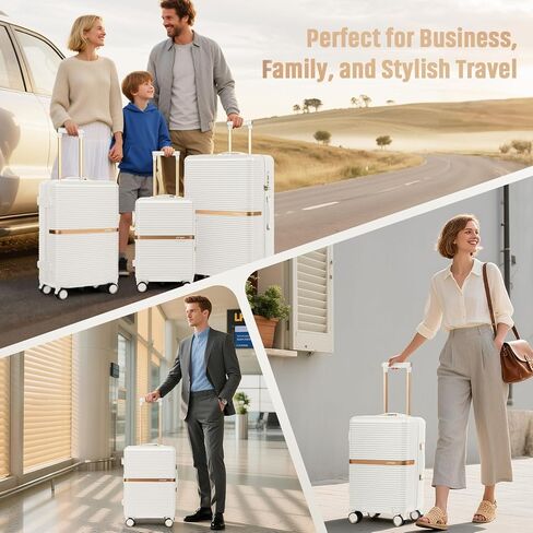 مجموعة أمتعة Joyway مكونة من 3 قطع (20/24/28 بوصة) - حقائب ABS صلبة خفيفة الوزن، عجلات دوارة، قفل TSA، أمتعة سفر متينة (أبيض) in Kuwait
