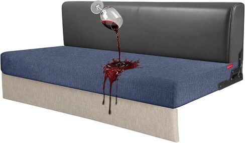 أغطية وسائد RV Dinette مقاومة للماء بنسبة 100% - غطاء مقعد قابل للتمدد، غطاء أريكة RV قابل للغسل مصمم لمقعد سيارة التخييم (Loveseat 2 غطاء مسند الظهر و2 غطاء مقعد، أزرق رمادي) in Kuwait