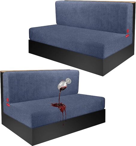 أغطية وسائد RV Dinette مقاومة للماء بنسبة 100% - غطاء مقعد قابل للتمدد، غطاء أريكة RV قابل للغسل مصمم لمقعد سيارة التخييم (Loveseat 2 غطاء مسند الظهر و2 غطاء مقعد، أزرق رمادي) in Kuwait
