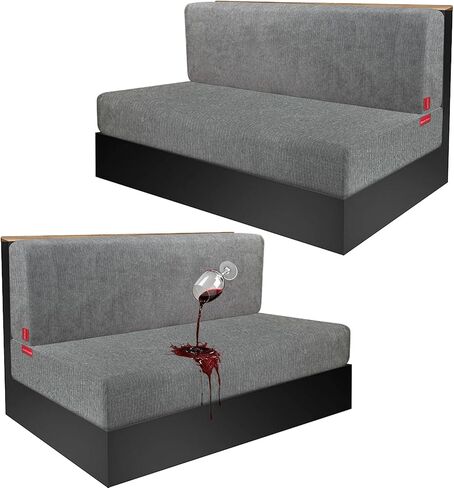 أغطية وسائد RV Dinette مقاومة للماء بنسبة 100% - غطاء مقعد قابل للتمدد، غطاء أريكة RV قابل للغسل مصمم لمقعد سيارة التخييم (Loveseat 2 غطاء مسند الظهر و2 غطاء مقعد، أزرق رمادي) in Kuwait