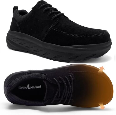 OrthoComfoot Men's Orthopedic Comfortable Diabetic Wide Shoes: Arch Support Plantar Fasciitis Neuropathy Leather Walking Shoes, Wide Toe Box Outdoor Standing Work Casual for Foot & Heel Pain Relief in Saudi Arabia