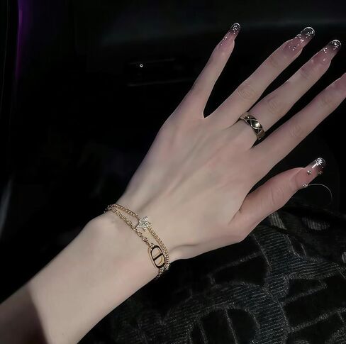 DorkTees Gold-Plated Chain Necklace with Crystal Star Pendant, Multi-Strand Design, Fashion Jewelry for Women in Kuwait