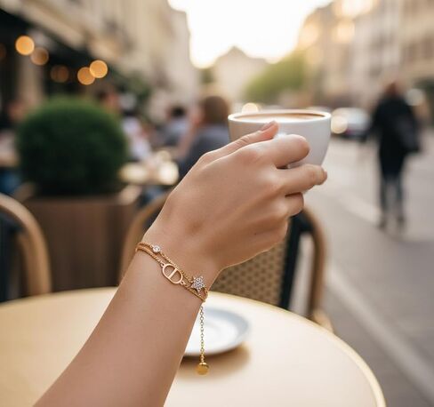 DorkTees Gold-Plated Chain Necklace with Crystal Star Pendant, Multi-Strand Design, Fashion Jewelry for Women in Kuwait