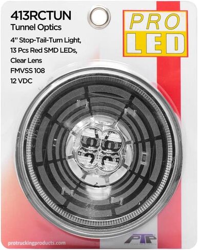 Pro LED 413RCTUN Tunnel Optics 4" Stop, Tail, Turn Light, 13 Pcs Red SMD LEDs, Clear Lens - 12 Volt DC (2 Pack) in Saudi Arabia
