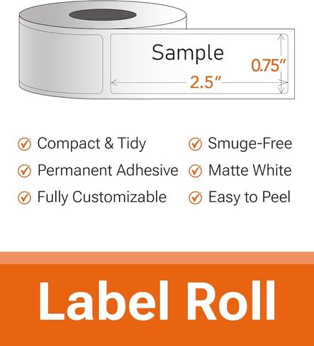 Personalized Return Address Labels on Roll – Custom Name & Address Stickers, Roll of 250, Easy-Peel Self-Adhesive, Glossy White 2.5" x 0.75" in Kuwait