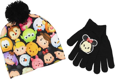 Tsum Tsum Youth Beanie Hat and Gloves Set (One Size, Minnie Black) in Saudi Arabia