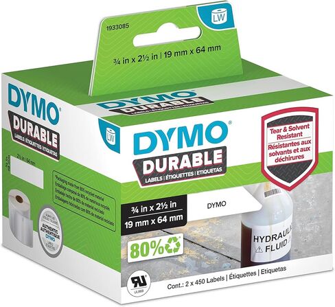 ملصقات DYMO LW متينة لطابعات ملصقات LabelWriter، بولي أبيض، 1 بوصة × 2-1/8 بوصة، لفة من 160 (1976411) in Kuwait