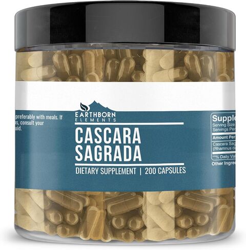 Earthborn Elements Cascara Sagrada Extract 200 كبسولة، نقية وغير مخففة، بدون إضافات in Saudi Arabia