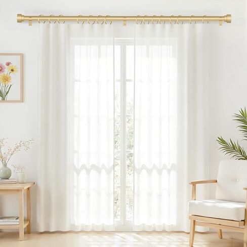 GEEBOBO Gold Curtain Rods for Windows 66 to 120 Inch, 1 Inch Adjustable Heavy Duty Decorative Window Curtain Rod, W1 (Gold, 32"-120") in Kuwait