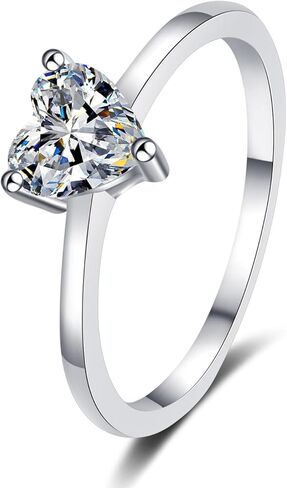 14K Gold Heart Promise Rings for Women, 0.5ct Diamond Band Ring VVS1 D-Color, Wedding Anniversary Ring in Saudi Arabia