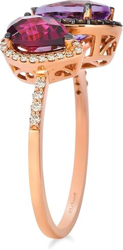 LE VIAN Vanilla Diamond Chocolate Diamond Rhodolite Amethyst Statement Ring for Women - 14k Rose Gold Ring for Her (White/Brown/Pink, 0.34 cttw) Anniversary Promise Wedding Band, Size 7 in Saudi Arabia