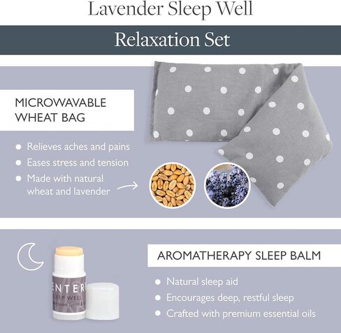 Scentered Lavender Heating Pad & Microwavable Neck Wrap – Aromatherapy Neck Pillow & Sleep Balm Gift Set – Pain Relief for Muscle Aches, Shoulders & Back – Heat Pack & Essential Oil Roll On for Sleep in Kuwait
