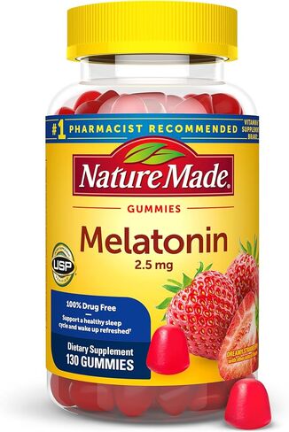 Nature Made Melatonin 2.5 mg Gummies, 100% Drug Free Sleep Aid for Adults, 130 Gummies, 130 Day Supply in Saudi Arabia