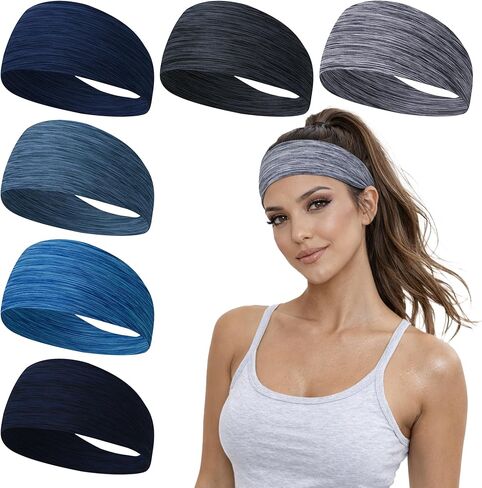 Headbands for Women Hair Non Slip - Workout Headbands Elastic Hair Bands, Soft Stretchy Sweatbands for Sports Yoga 6Pack in Saudi Arabia
