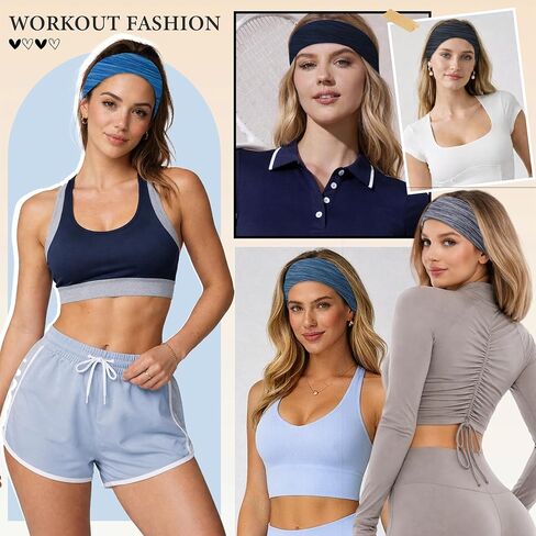 Headbands for Women Hair Non Slip - Workout Headbands Elastic Hair Bands, Soft Stretchy Sweatbands for Sports Yoga 6Pack in Saudi Arabia