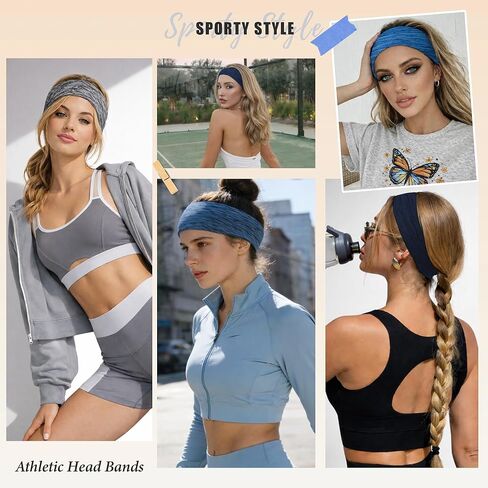 Headbands for Women Hair Non Slip - Workout Headbands Elastic Hair Bands, Soft Stretchy Sweatbands for Sports Yoga 6Pack in Saudi Arabia