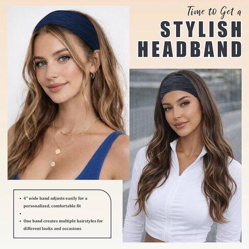 Headbands for Women Hair Non Slip - Workout Headbands Elastic Hair Bands, Soft Stretchy Sweatbands for Sports Yoga 6Pack in Saudi Arabia