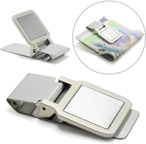 JianLing 2PCS Silver Square Metal Money Clip 60x30mm Slim Wallet Clamp Suitable for Storing Cash Credit Card ID Card in Kuwait