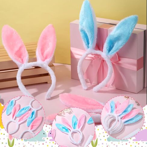 Tigeen 72 Pcs Easter Bunny Ears Headbands Cute Rabbit Ears Hairbands Bunny Costume Toys for Adults Easter Party Favor in Saudi Arabia