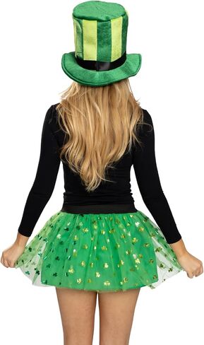 Adult St. Patrick's Day Hat, Green Stripe Irish Plush Shamrock Top Hat with Bow Tie for Men and Women in Kuwait