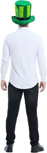 Adult St. Patrick's Day Hat, Green Stripe Irish Plush Shamrock Top Hat with Bow Tie for Men and Women in Kuwait