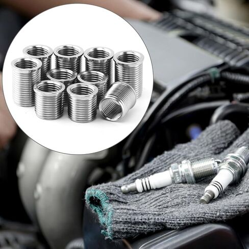 طقم إصلاح خيط شمعة الإشعال، M10x1.0 Bolt M12x1.0 Tap طقم إصلاح من الفولاذ المقاوم للصدأ لمحرك السيارات، أدوات إصلاح عدة رأس الأسطوانة (اللون: فضي) in Saudi Arabia